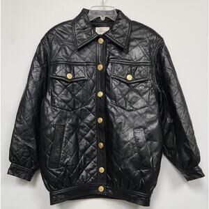 Vintage Melanzona Women's Black Diamond Quilted Leather Jacket-Size S